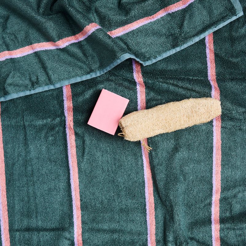 Wakame Crush Stripe Bamboo Terry Bath Sheet