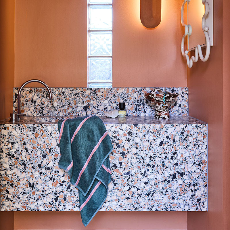 Wakame Crush Stripe Bamboo Terry Hand Towel