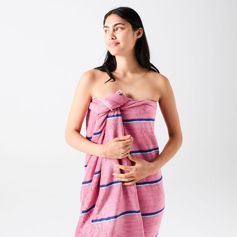 Blushing Stripe Bamboo Terry Bath Towel