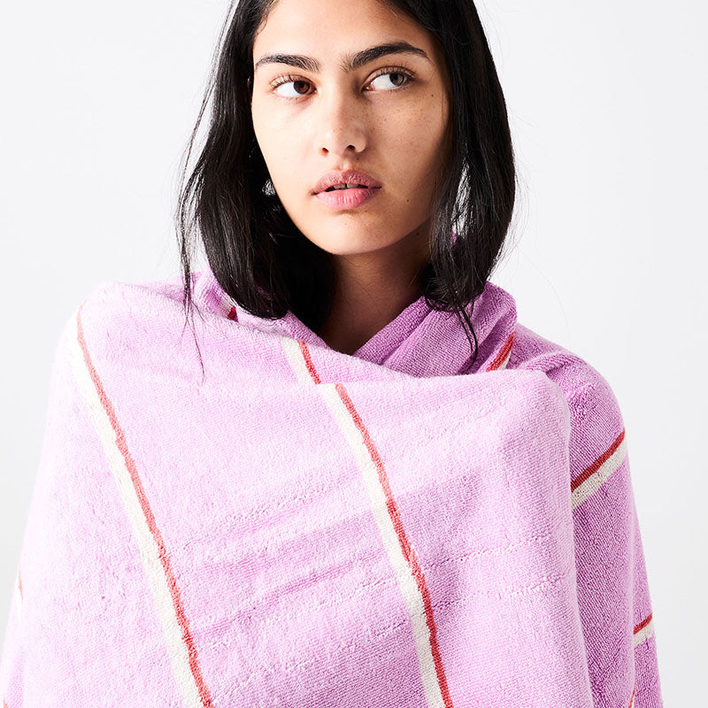 Lavender Field Stripe Bamboo Terry Bath Sheet