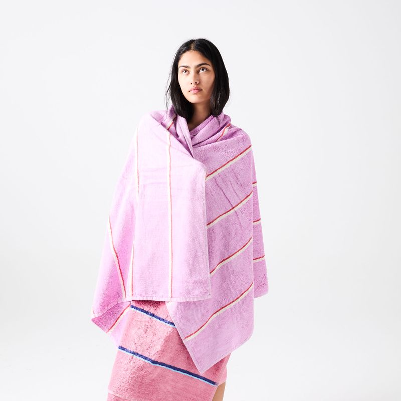 Lavender Field Stripe Bamboo Terry Bath Towel