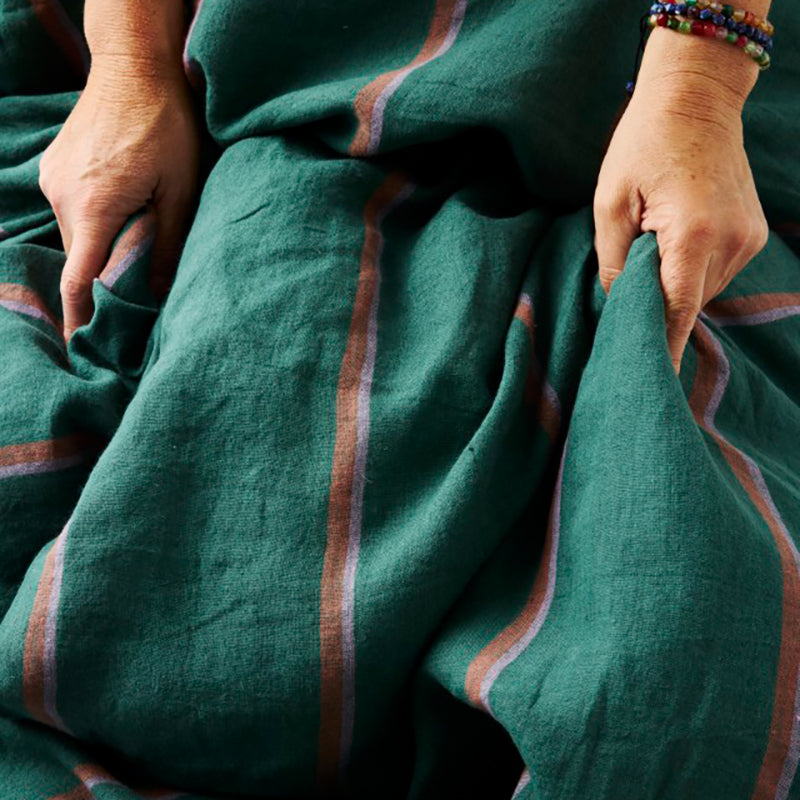 Wakame Crush Stripe Linen Quilt Cover