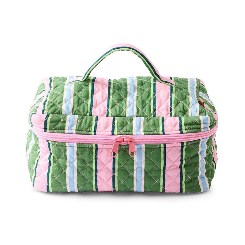 Cactus Stripe Quilted Cotton Toiletry Case