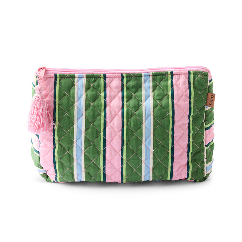 Cactus Stripe Quilted Cotton Toiletry Purse