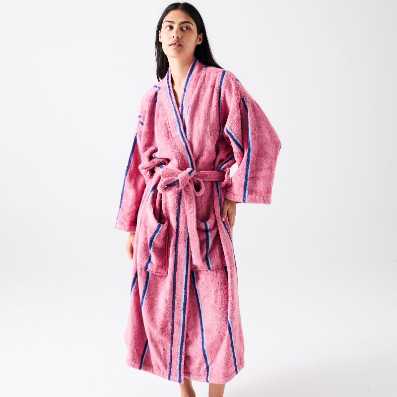 Blushing Stripe Bamboo Terry Bath Robe