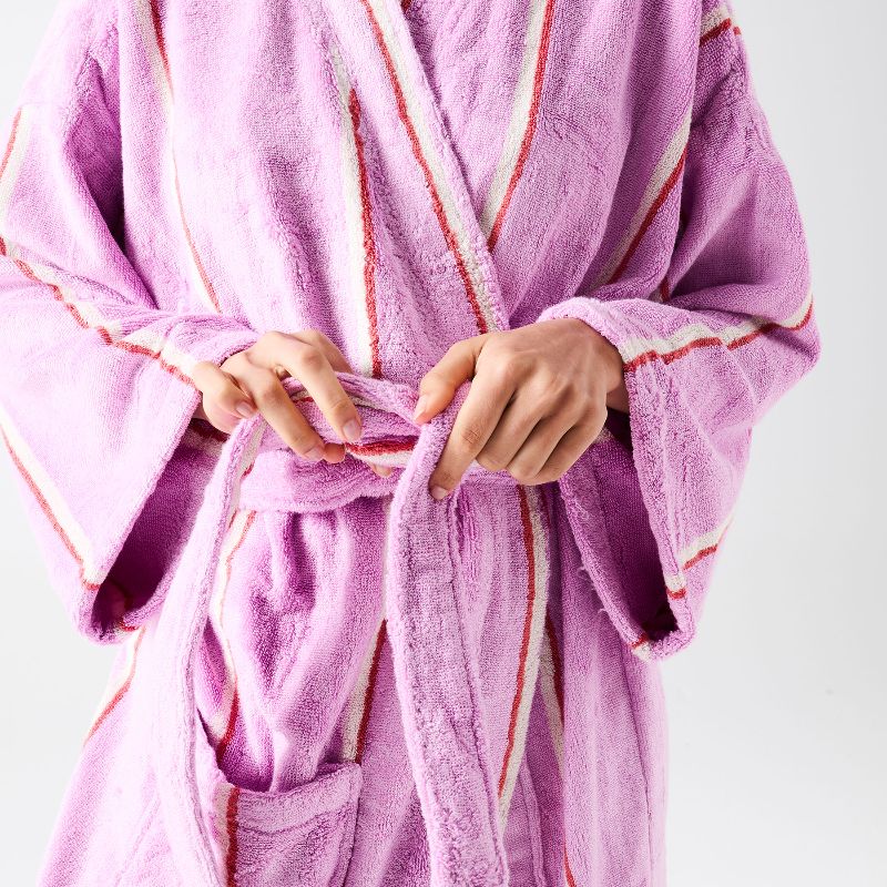 Lavender Field Stripe Bamboo Terry Bath Robe