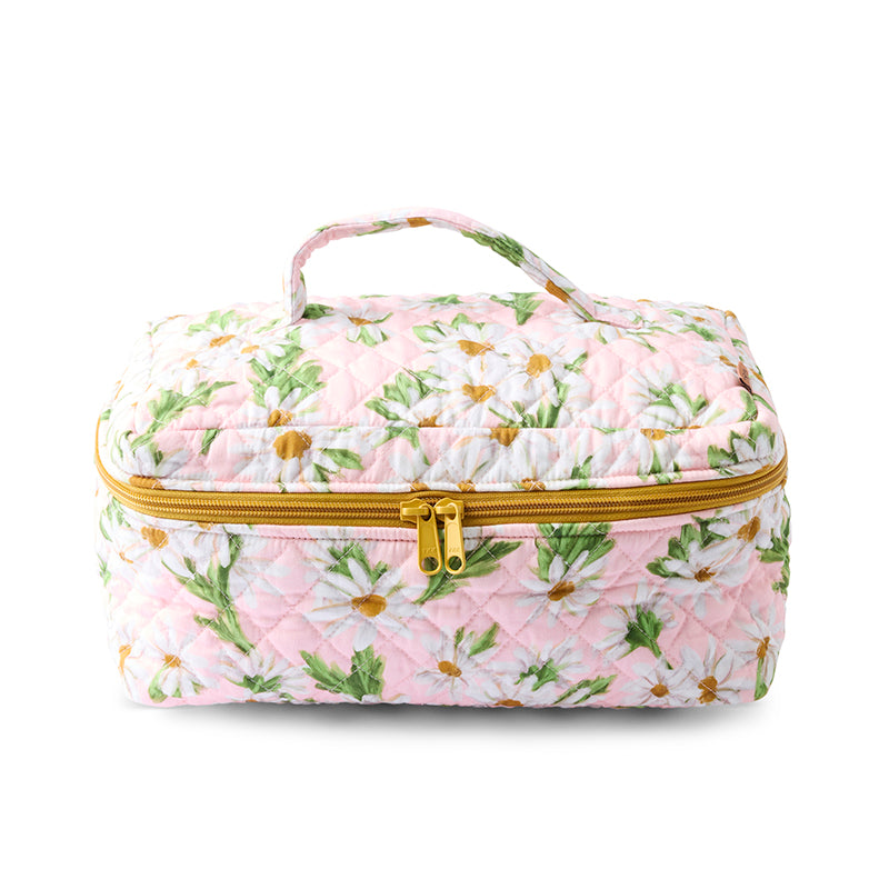 Sweet Daisy Quilted Cotton Toiletry Case