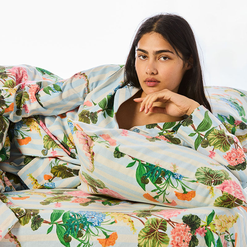 Bouquet Beauty Stripe Flannelette Pillowcases Set of 2