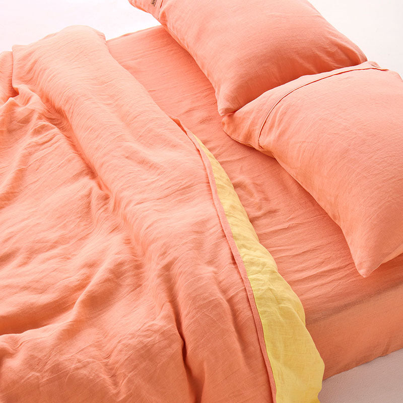 Coral Blossom Linen Pillowcases Set of 2