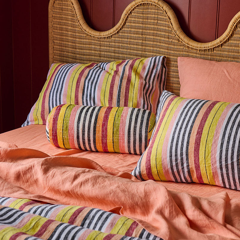 Coral Blossom Linen Pillowcases Set of 2