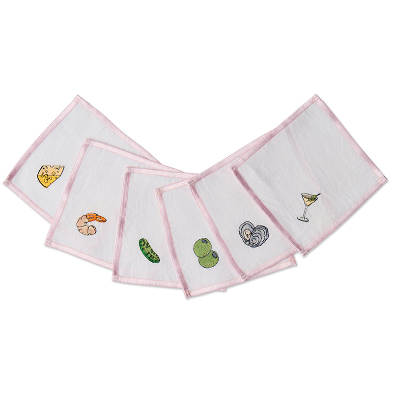Aperitivo Embroidered Cocktail Napkins Set of 6