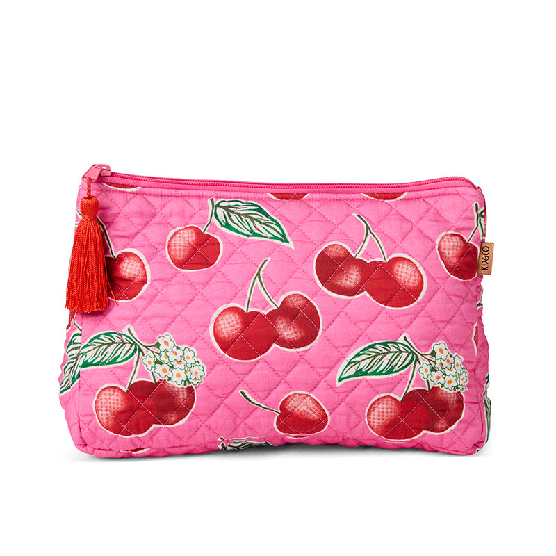 Cherry Blossom Quilted Cotton Toiletry Purse