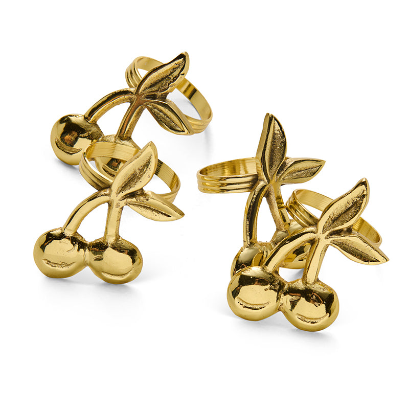Cherry Pie Brass Napkin Rings Set of 4