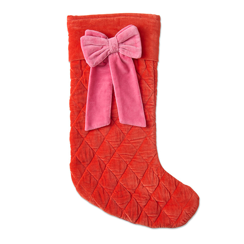 Christmas Bow Velvet Stocking