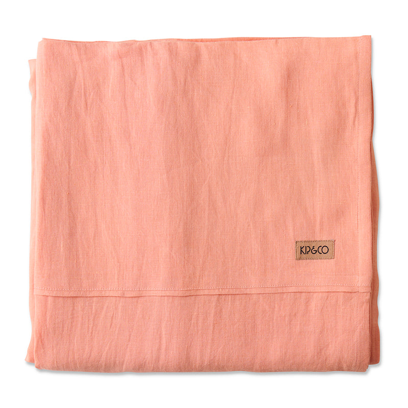 Coral Blossom Linen Fitted Sheet