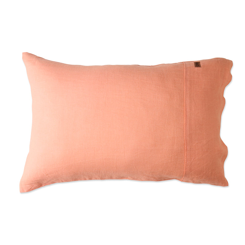 Coral Blossom Linen Pillowcases Set of 2