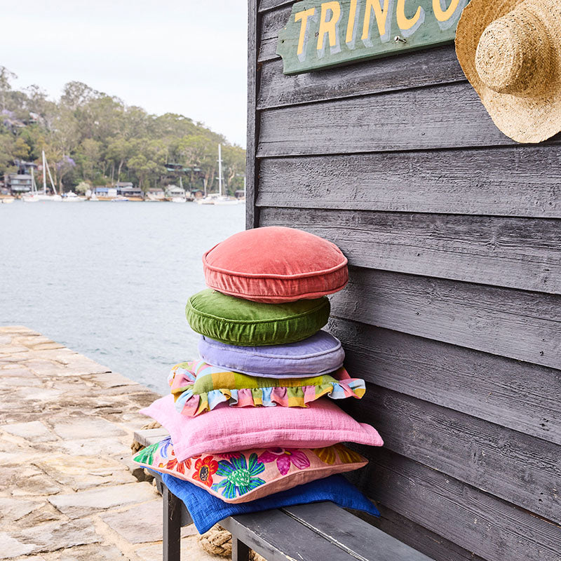 Dusty Rose Velvet Pea Cushion
