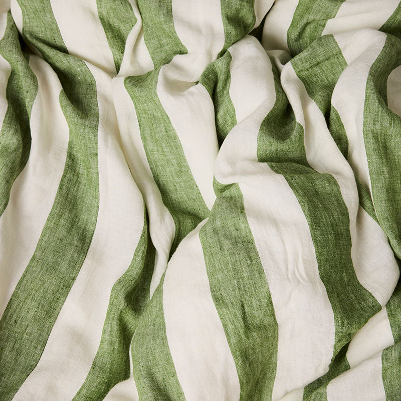 Moss Stripe Linen Quilt Cover