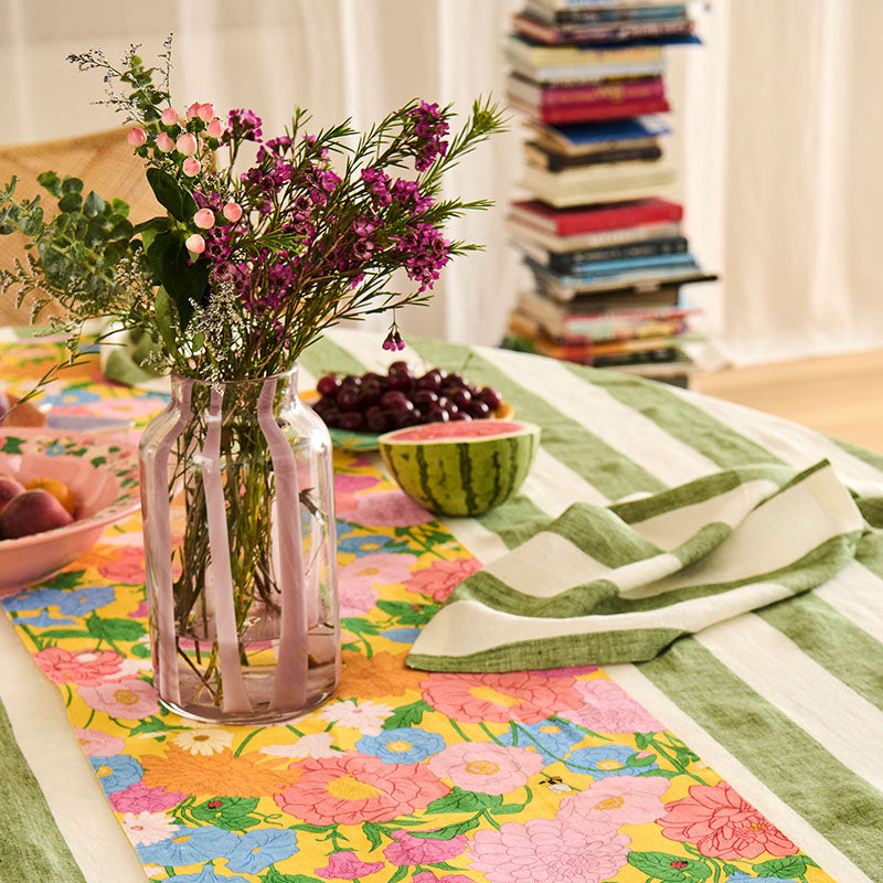 Moss Stripe Linen Napkins Set of 4