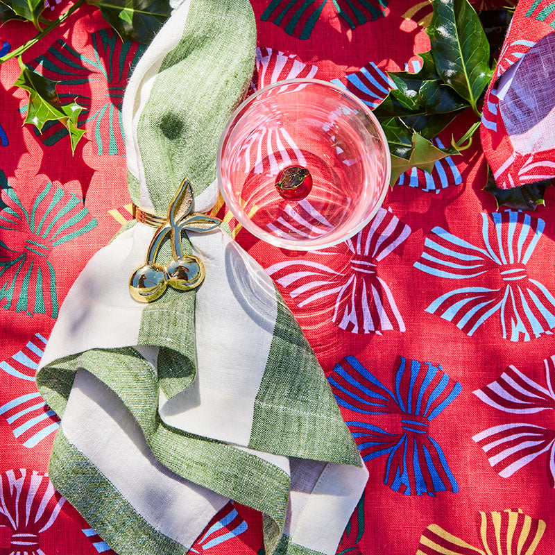 Cherry Pie Brass Napkin Rings Set of 4