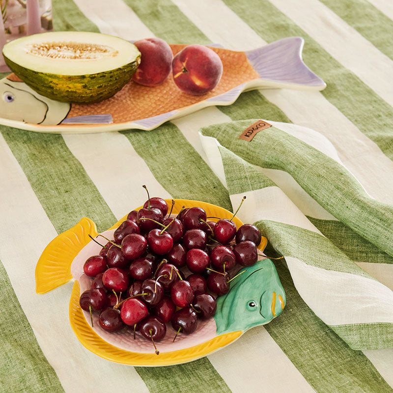 Moss Stripe Linen Napkins Set of 4