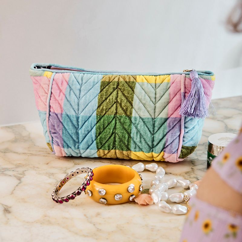 Sorbet Tartan Velvet Toiletry Bag
