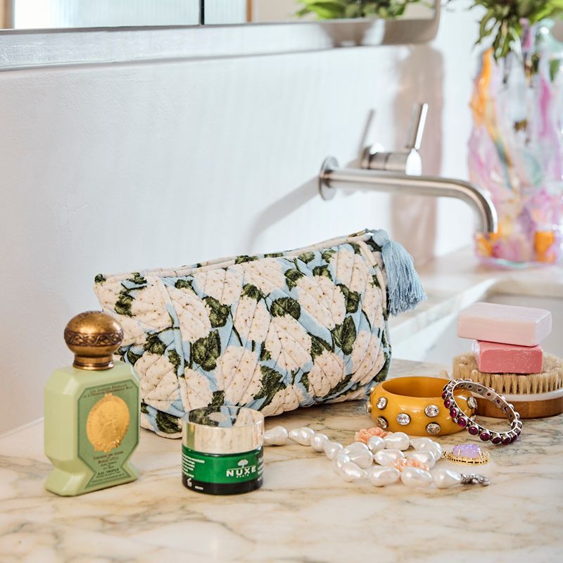 Hydrangea Blue Velvet Toiletry Bag