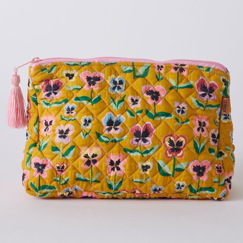 Pretty Pansy Quilted Toiletry Purse