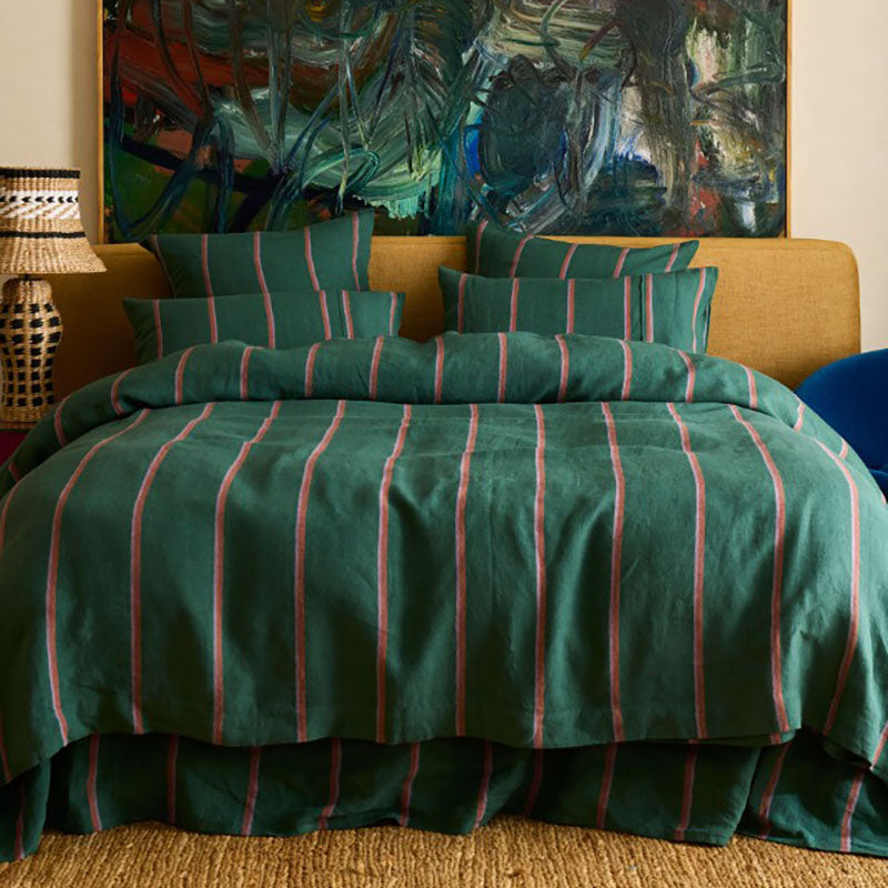 Wakame Crush Stripe Linen Quilt Cover