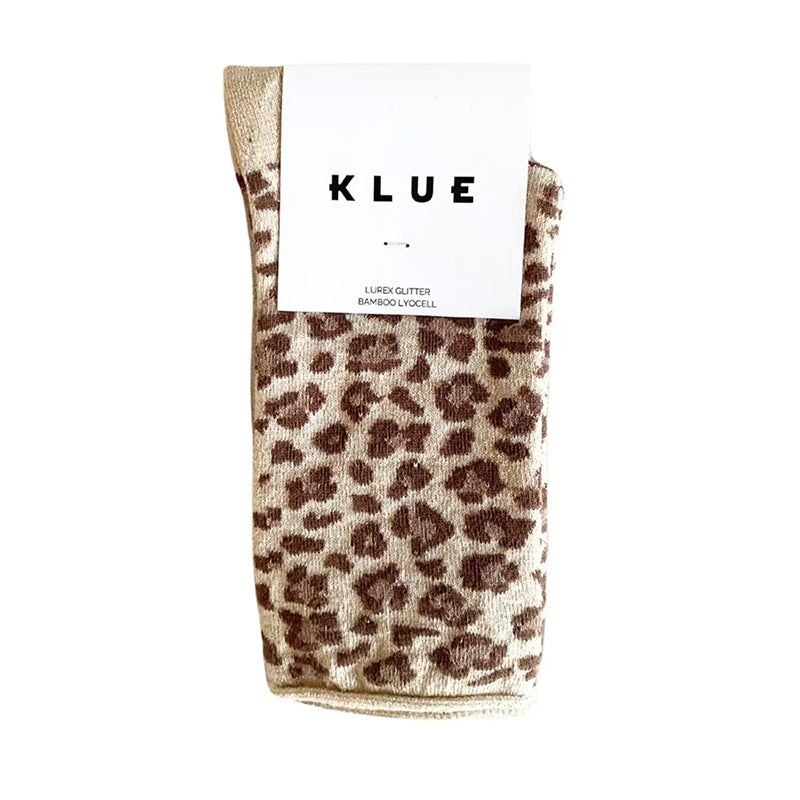 Glitter Lurex Socks Leopard Beige