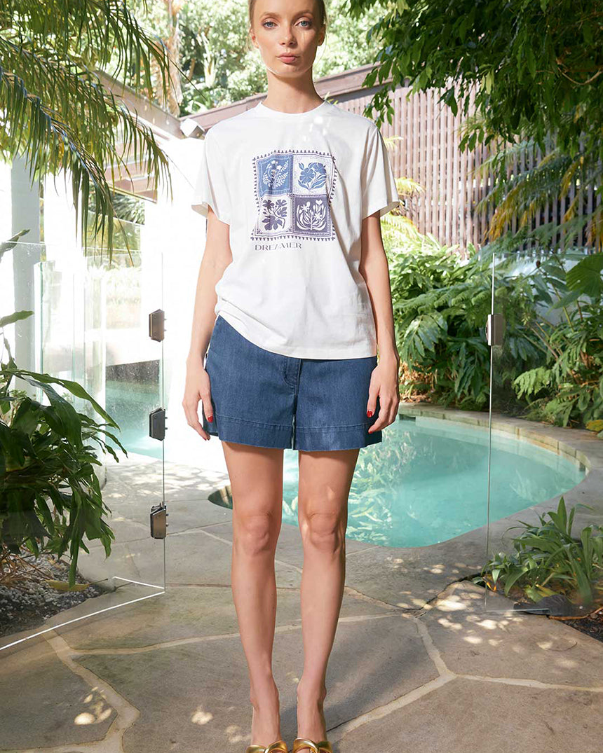 Leni Botanical Tee Denim