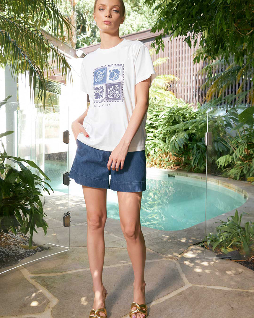 Leni Botanical Tee Denim