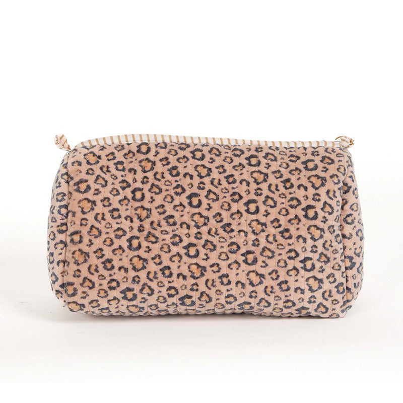 Velvet Pouches Set of 3 Leopard Blush