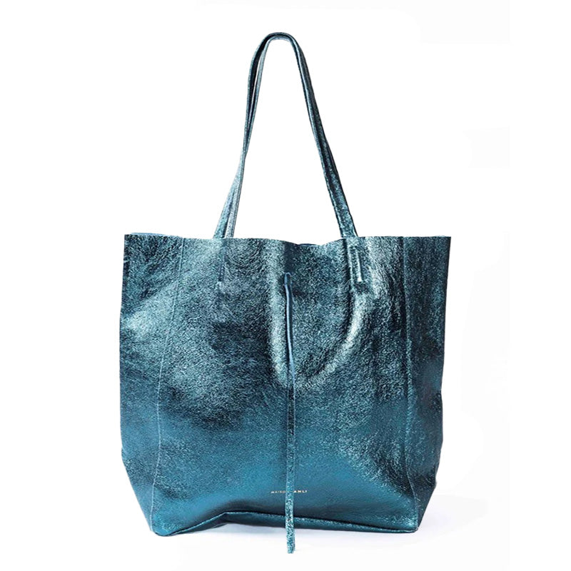 Medium Tote Metallic Emerald