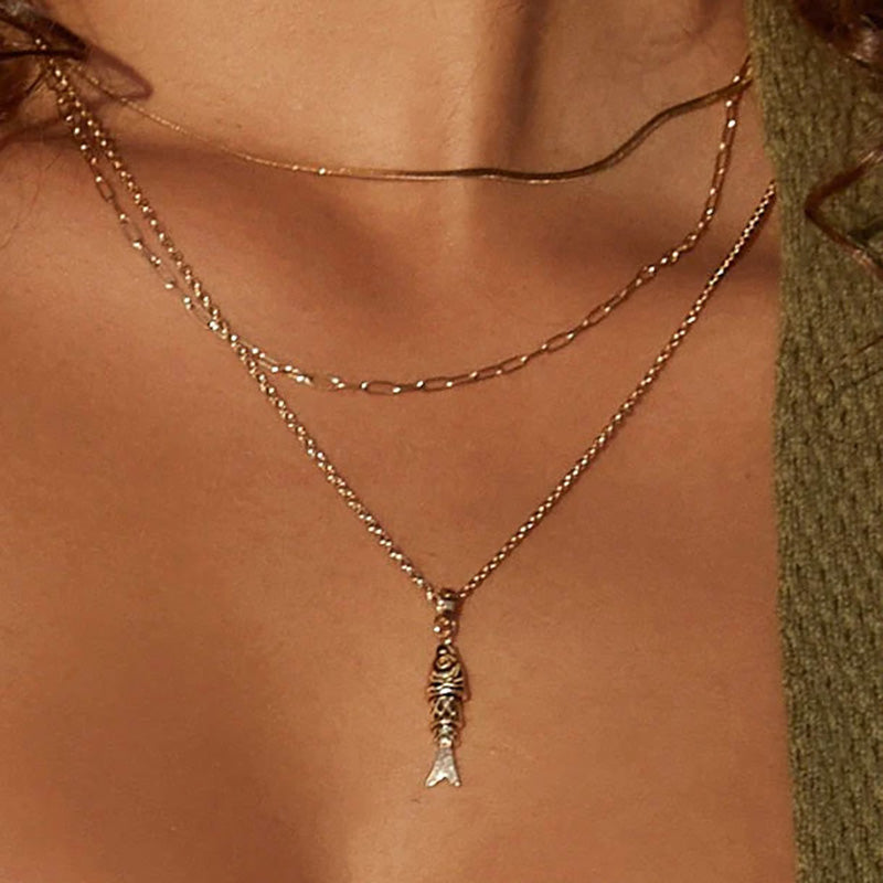 Fishbone Gold Necklace