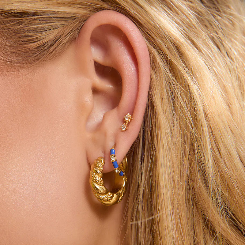 Papaya Enamel Huggie Earrings Blueberry