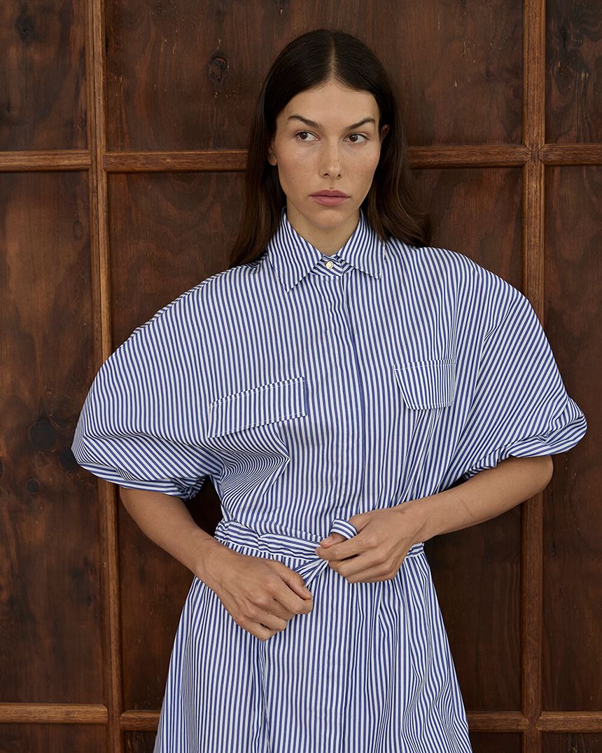 Mabel Dress Blue Stripe