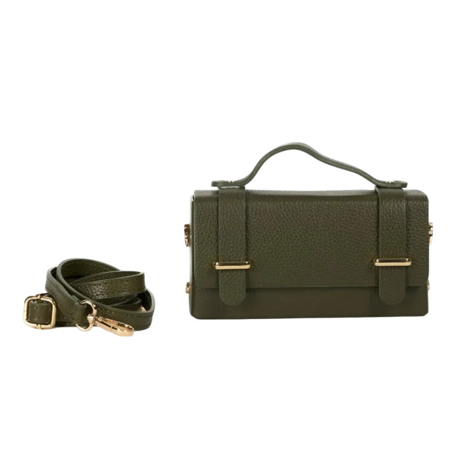 Margot Leather Clutch Moss