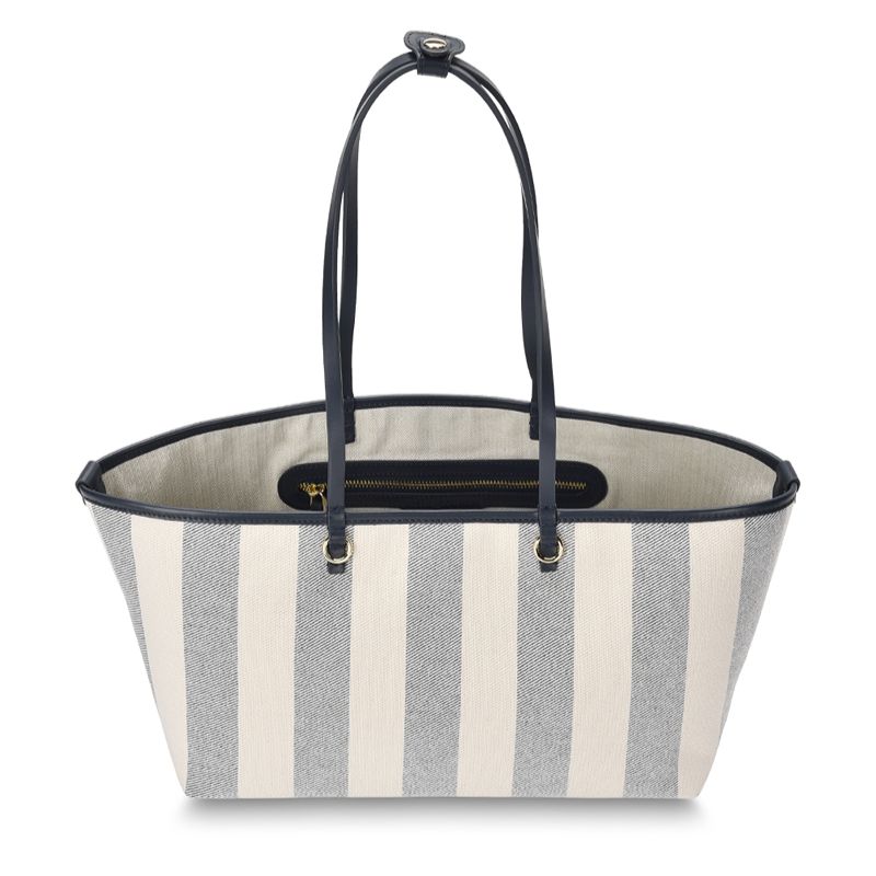 Mira Tote Bag Canvas Navy Stripe