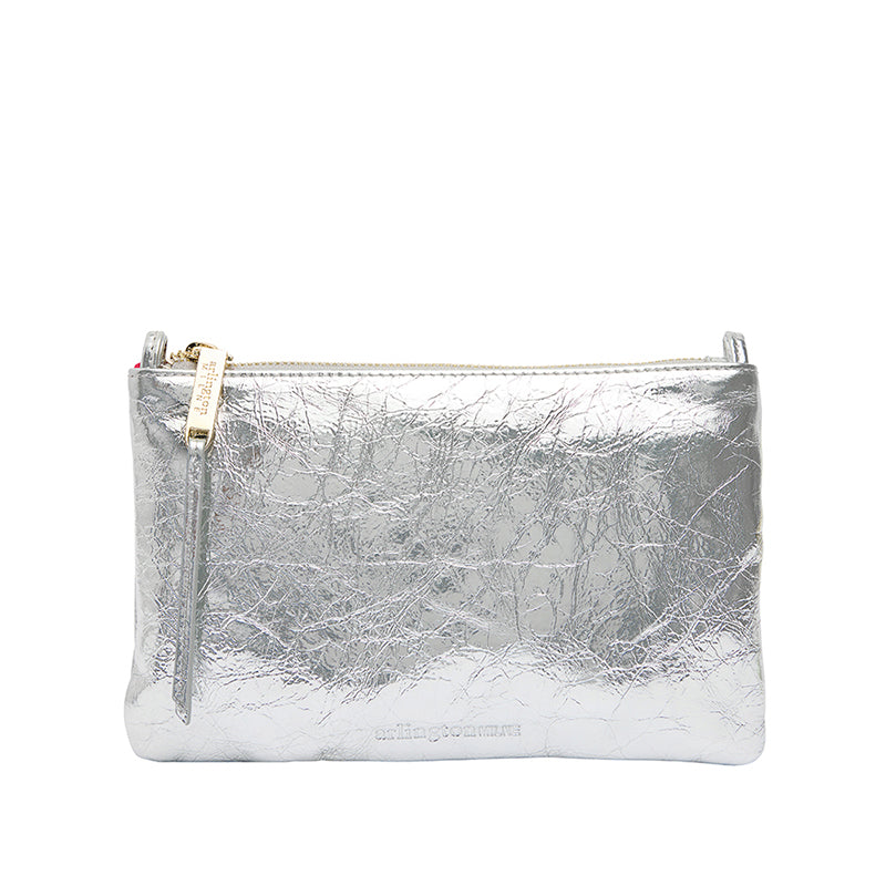 Molly Crossbody Bag Silver Crinkle