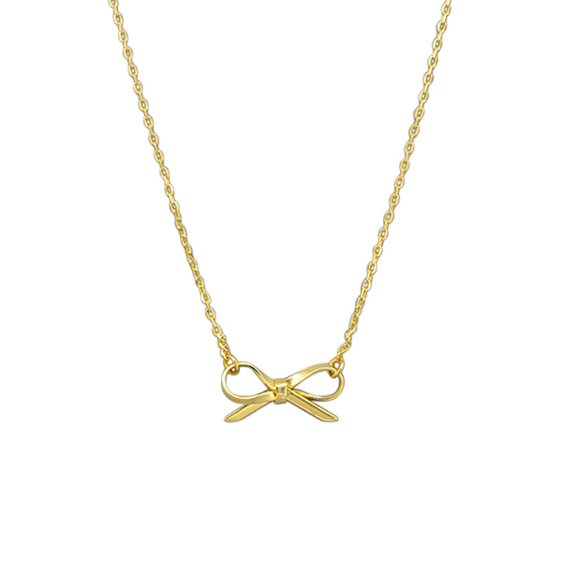Ribbon Bow Necklace Gold