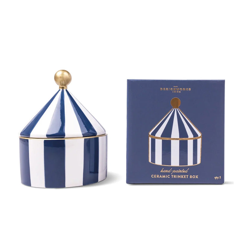 Ceramic Trinket Box Navy Stripe