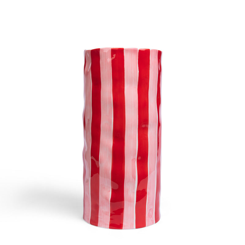 Red and Pink Stripe Vase Large