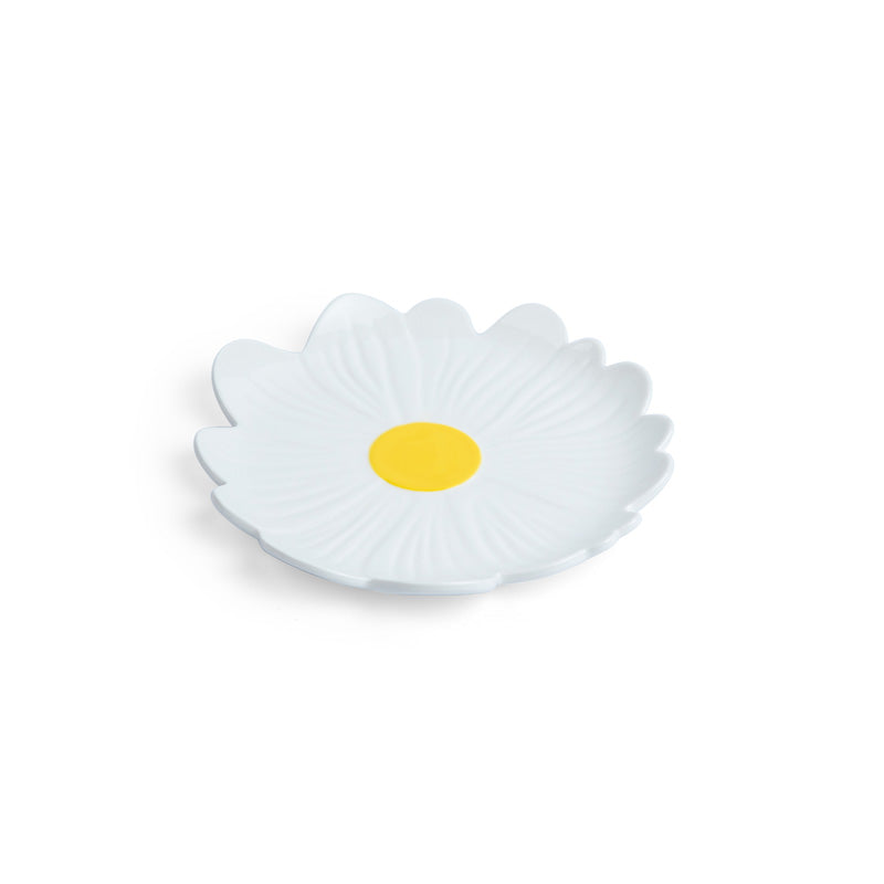 Flower Trinket Dish White with Yellow