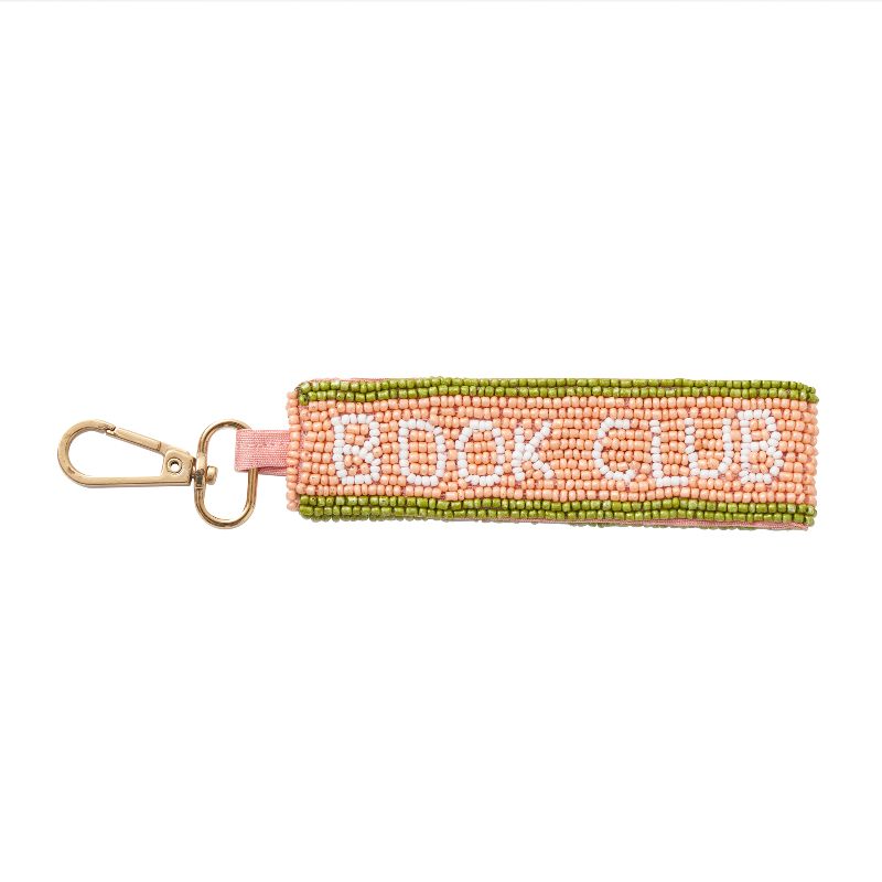Book Club Pink Beaded Key Ring