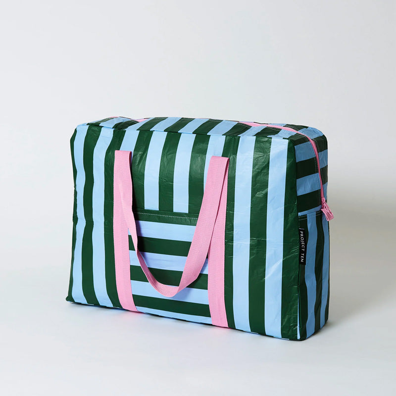 Overnight Bag Green Blue Stripe