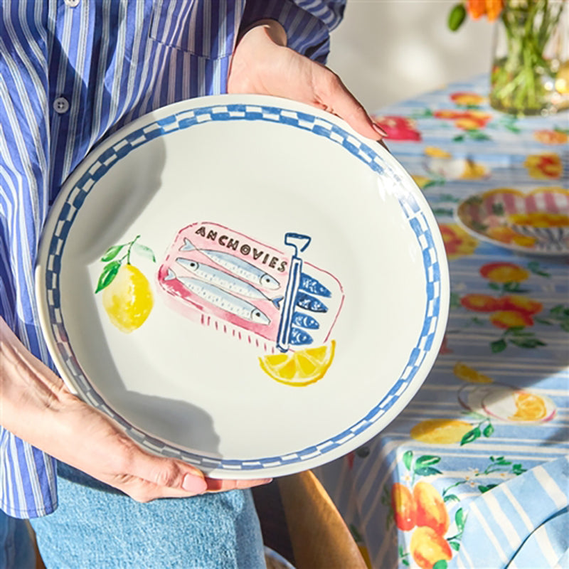 Positano Round Serve Plate Anchovies