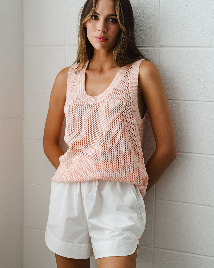 Palm Cove Knit Tank Peach