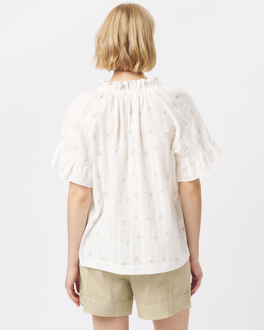 Patricia Shirt White/White & Green Flower