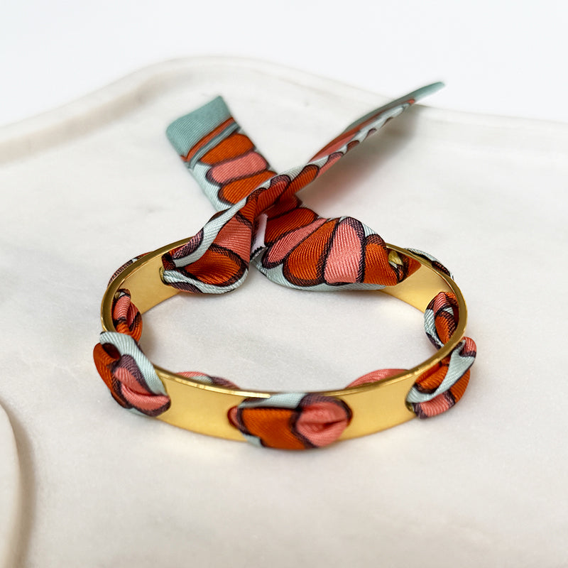 Septembre Gold Bracelet with 2cm Bim Soft Silk Twill
